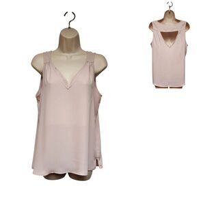 Maurices Women's Size Small Pink Sheer Chiffon Sleeveless V Neck Pullover Blouse